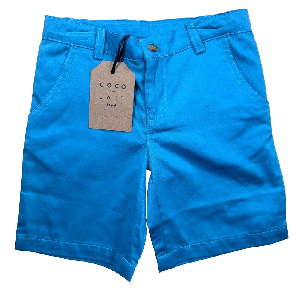 Coco au Lait Boys Chino Shorts Size 6 Cerulean Blue Cotton Shorts New
